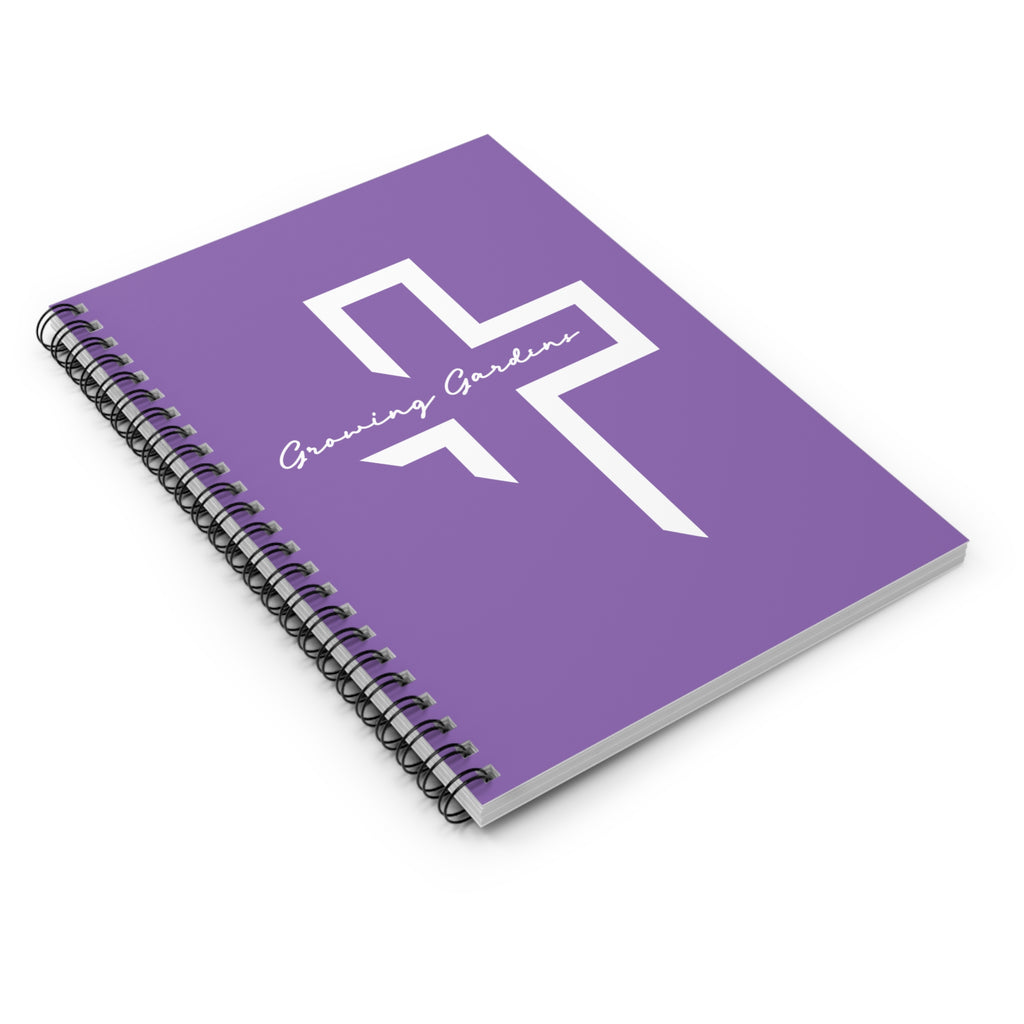 GG Cross Spiral Notebook – White on Purple