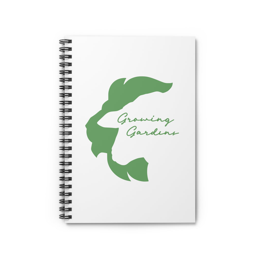 White Spiral Notebook with Warm Green LL Design