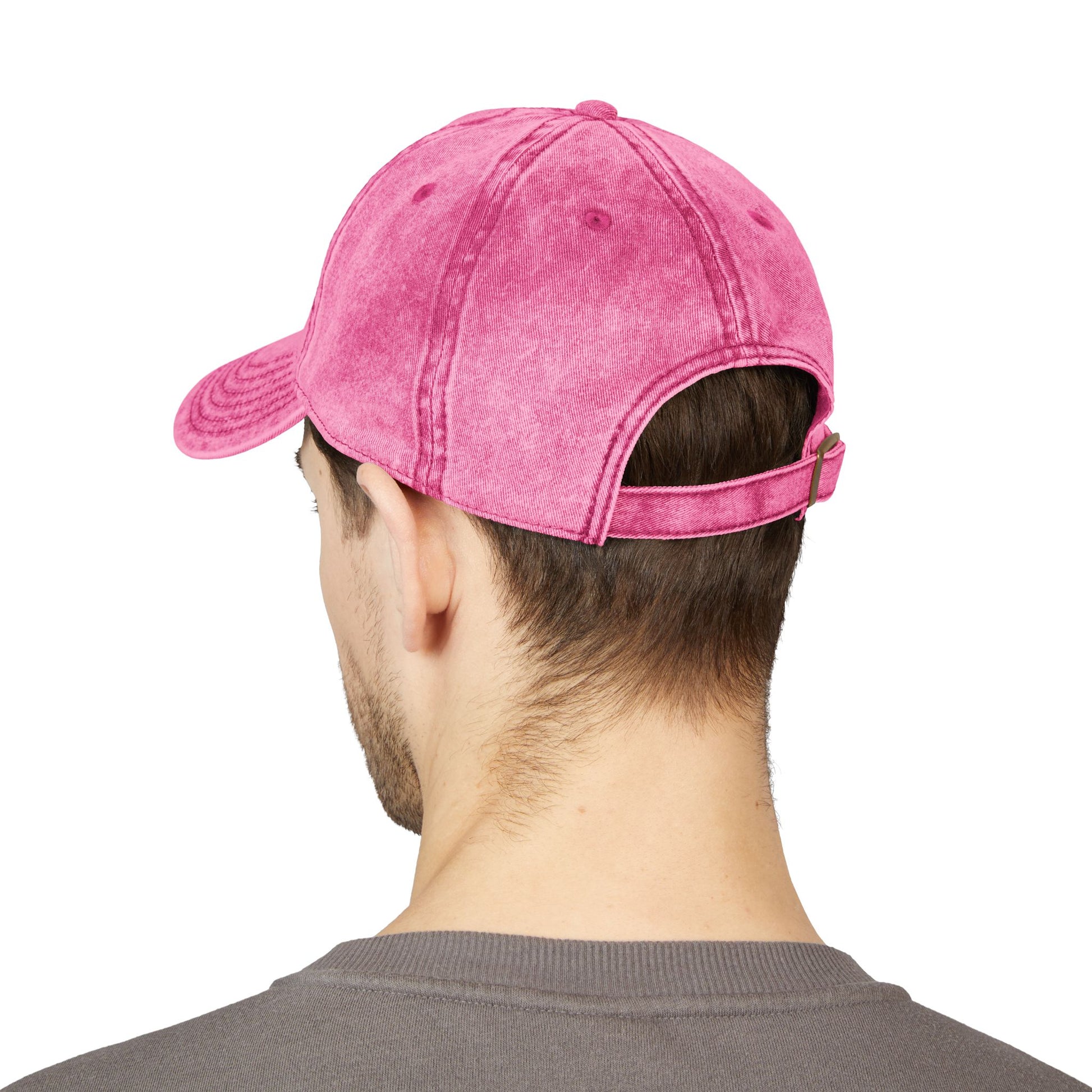 GG Script Embroidery Washed Hat, White on Pink