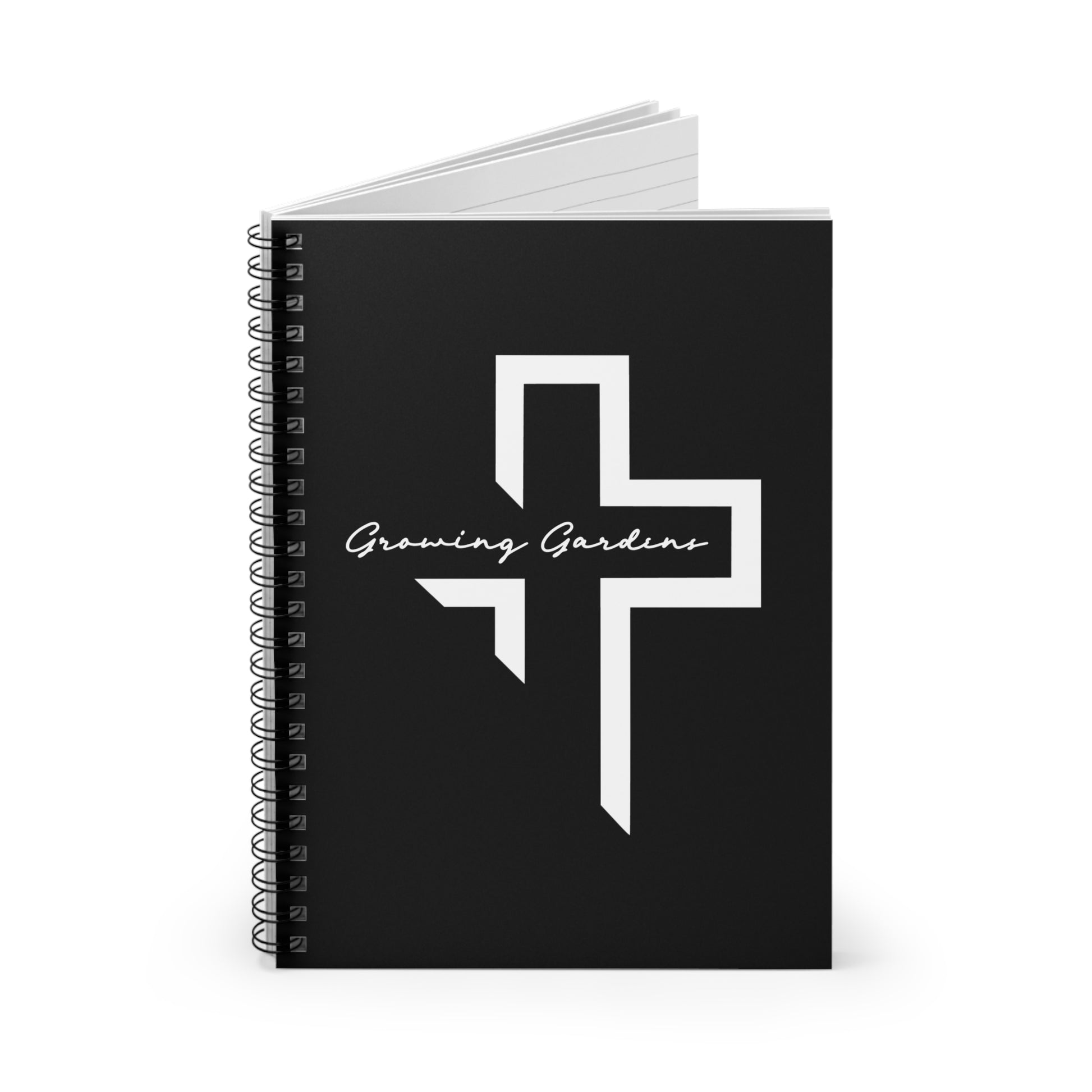 GG Cross Spiral Notebook – White on Black